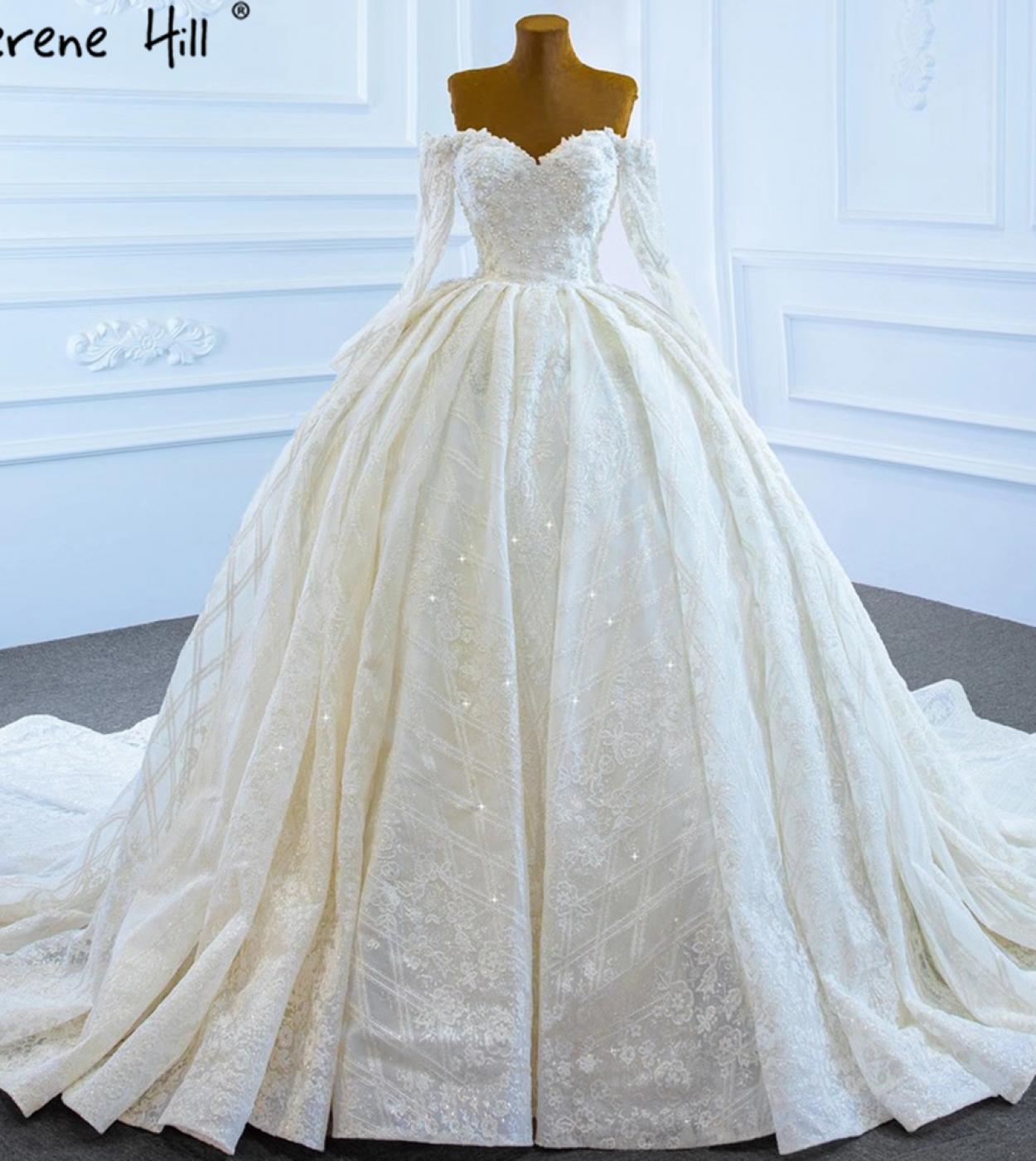 فساتين زفاف Serene Hill Ivory Sparkle فساتين زفاف فاخرة مزينة بالخرز بأربطة فستان زفاف Hm67224
