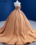 Serene Hill Luxury Sleeveless Gold Wedding Dresses 2022 Satin Highend Beaded  Bridal Dress Hm67356 Custom Made  Wedding 