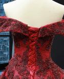 Wine Red Vintage High End  Wedding Dress 2023 Off Shoulder Beading Lace Bridal Gowns Real Photo Hm66859 Custom Madeweddi
