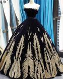 Black Gold Sleeveless  Wedding Gowns  Latest Design Beading Sequined Wedding Dresses Real Photo Custom Made Hm66741  Wed