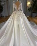 Serene Hill Muslim Ivory Satin Luxury Wedding Dresses Gowns  Beading Pearls  Bride Dress Hm67210 Custom Made  Wedding Dr