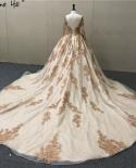 Gold Extreme Luxury Long Sleeves Wedding Dresses  Handmade Flowers Sequined Vintage Bridal Gown Ha2184 Custom Made  Wedd