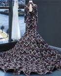 Dubai Black Colorful Sequins Wedding Dresses  Long Sleeve Luxury Mermaid Wedding Gowns Hm67018 Custom Made  Wedding Dres