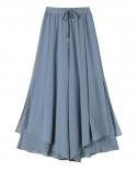 Casual Solid Color Wide Leg Pants Elastic Highwaist Pleated Womens Pants Loose Flowing Summer Female Chiffon Trousers  