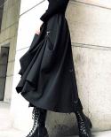 Gothic Elastic Waist Aline Girl  Students Clothing Harajuku Buckle Safars Summer Tide Irregular Skirts Womens  Skirts
