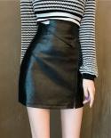  Mini Slim A Line Hip Hop Black Pu Leather Skirt Women High Waist Spring Autumn Street Mujer Faldas Retro Women Skirt