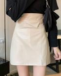 Faux Leather Skirt Female Skinny High Waist Womens Skirt Autumn  Lady Pu Black Split Skirts Women