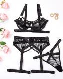 Ellolace Fishnet Lingerie Naked Sensual Transparent Underwear 3 Piece  Bra And Panty Set Uncensored New In Matching Sets