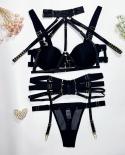 Sensual Lingerie Porn Halter Transparent Bra Thongs Black Lace Sissy Underwear Uncensored Exotic Bandage Cut Out Set Wit