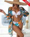 3 Pack Tie Dye Bikini Tropical Swimsuit And Cover Up Sets For Women  Lace Up Three Pieces Swimwear 2022 Beach Bathing Su