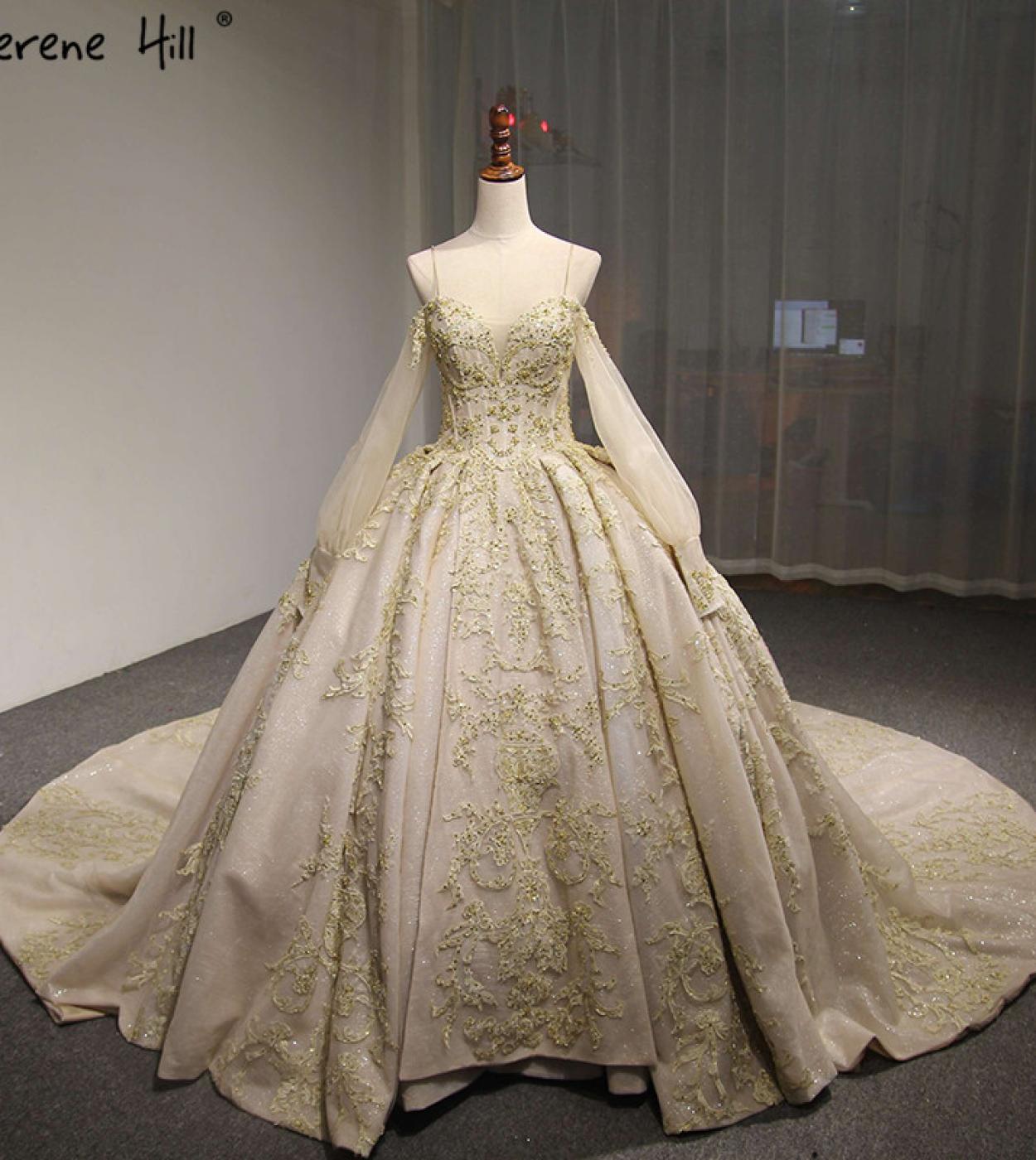 Highend Luxury Beading Sequined Tulle Wedding Dresses  Sweetheart Long Sleeves Vintage Bridal Gowns Vestido De Noiva  We