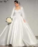 Serene Hill Muslim Satin White Luxury Wedding Dresses  Beading Pearls Lace Up Bridal Dress Hm67259 Custom Made  Wedding 