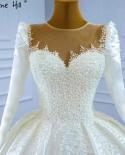 Serene Hill מוסלמי סאטן לבן שמלות כלה יוקרתיות חרוזים פנינים שרוכים שמלת כלה hm67259 חתונה בהזמנה אישית