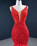 Red Mermaid  Sleeveless Evening Dresses  Vneck Beading Crystal Lace Formal Dress Serene Hill Hm67151  Evening Dresses