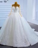 Serene Hill Muslim White Luxury Wedding Dresses  Glitter Long Sleeves Highend Lace Up Bridal Dress Hm67235  Wedding Dres