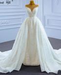 Serene Hill White Luxury Overskirt Wedding Dresses  Mermaid Beaded Pearls Lace Up Bridal Dress Hm67264 Custom Made  Wedd