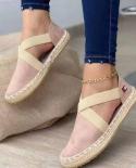 Womens Espadrilles Casual Sandals Slip On Suede Sandalias New Summer Striped Platform Sandals Wedges Women Hemp Crossk5