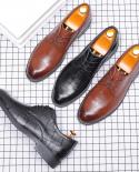  New Brogue Shoes Men Breathable Leather Party Shoes Business Dress Shoes Pointed Toe Oxfords Wedding Shoes Luxury Men S