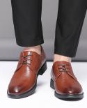  New Brogue Shoes Men Breathable Leather Party Shoes Business Dress Shoes Pointed Toe Oxfords Wedding Shoes Luxury Men S