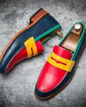 Zapatos Mocasines para hombre Zapatos Oxford Zapatos de vestir para hombre Zapatos de cuero de retales formales Moda hecha a man
