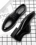 Men Black Height Shoes Heightening Shoes Leather Shoes Elevator Shoes Height Increase Shoes Height Increase Insole 68cm