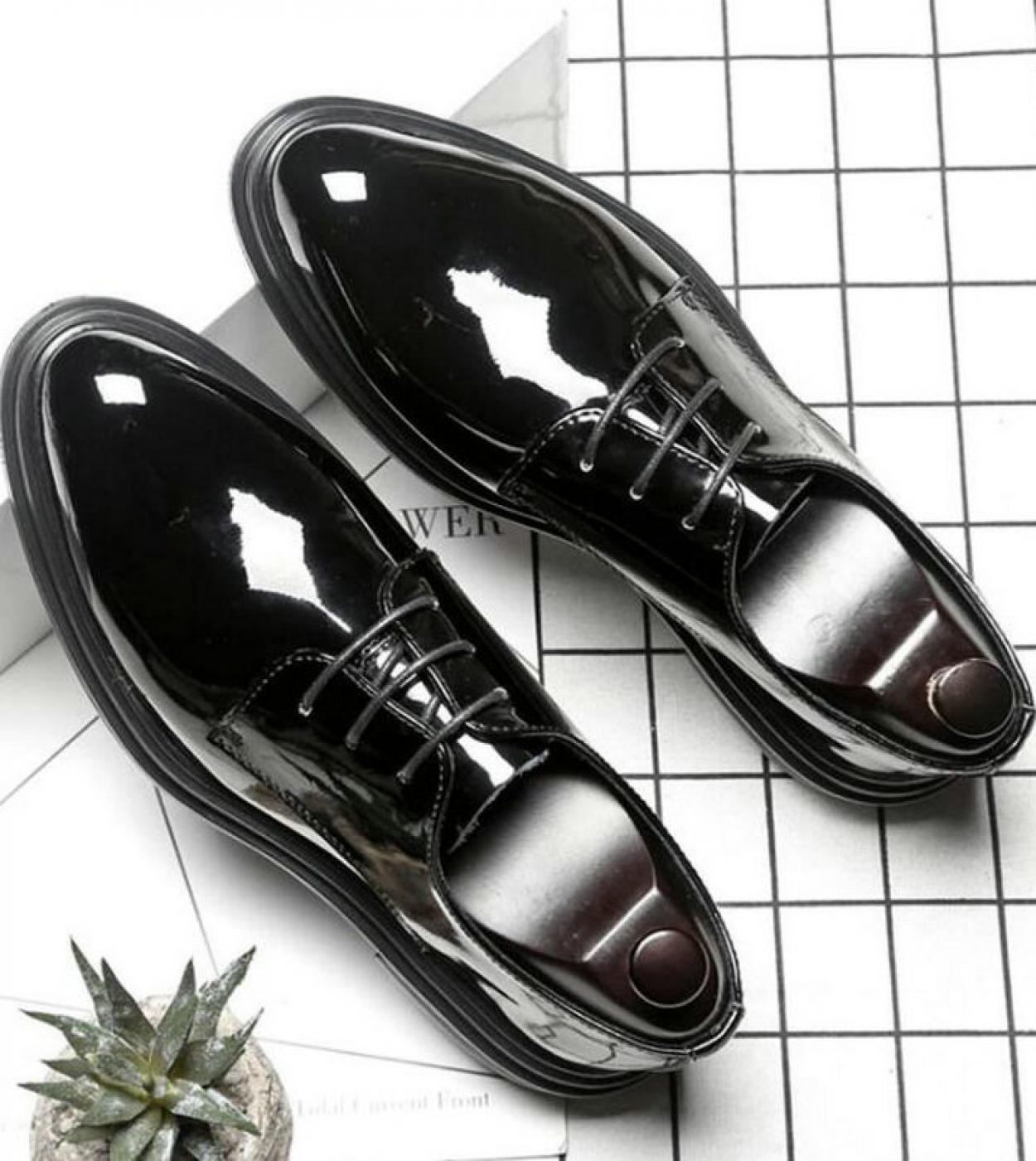  Men Oxfords Shoes Male Formal Shoes Patent Leather Men Brogues Shoes Laceup Bullock Business Dress 449  Mens Dress Sho