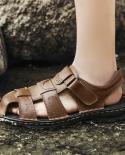Vryheid Outdoor Trekking Men Sandals Handmade Genuine Leather Non Slip Collision Avoidance Quick Drying Beach Shoes Big 