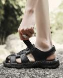 Vryheid Outdoor Trekking Men Sandals Handmade Genuine Leather Non Slip Collision Avoidance Quick Drying Beach Shoes Big 