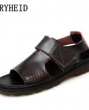 Sandalias Vryheid de verano para hombre, zapatos de playa informales de cuero genuino, Sandalias romanas de alta calidad, moda a