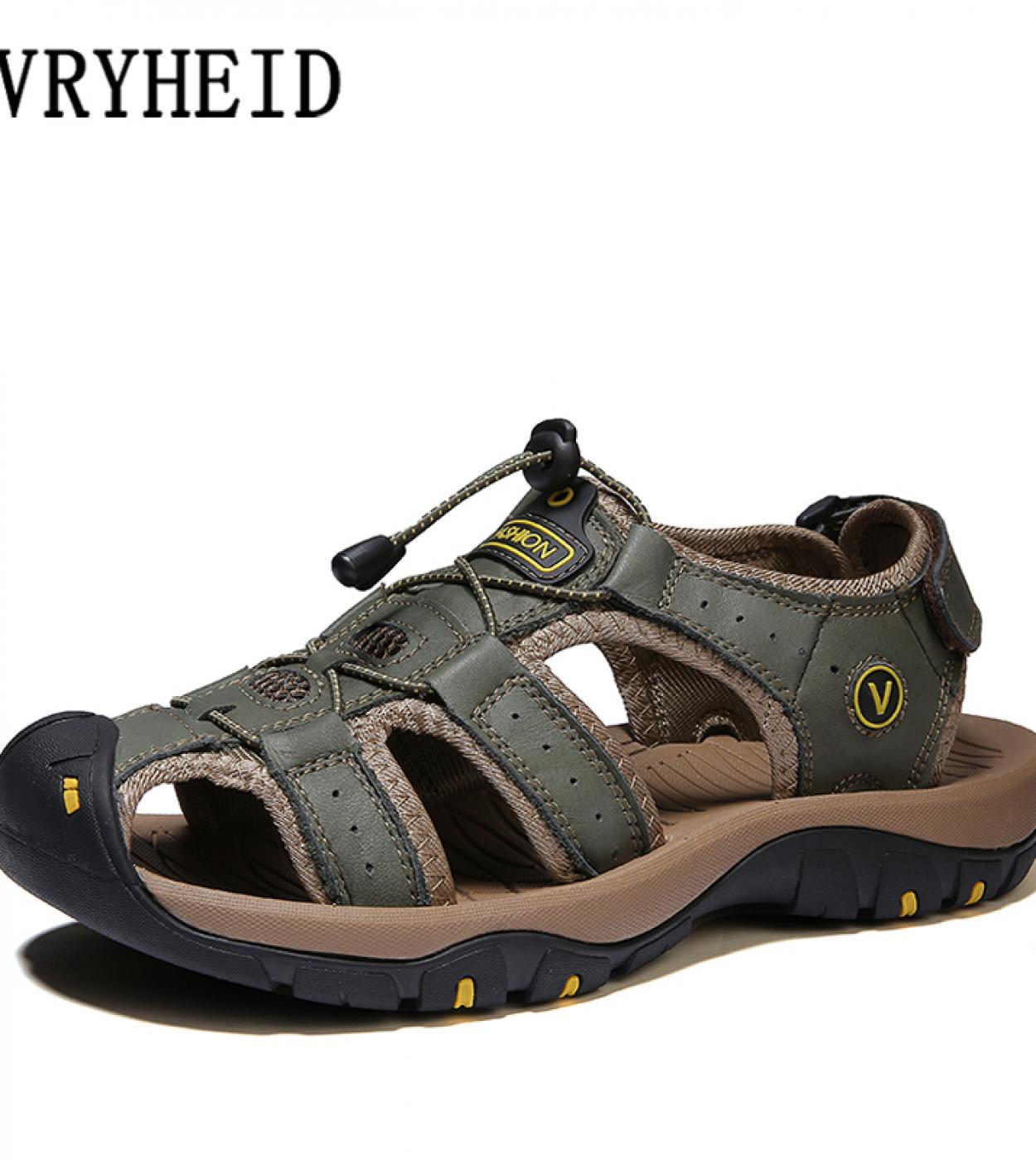 Vryheid Summer Platform Mens Sandals Genuine Leather Luxury Beach Wading Shoes Non Slip Outdoors Sport Casual Hiking Si