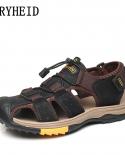 Vryheid Summer New Mens Sandals Genuine Leather Gladiator Beach Wading Shoes Soft Comfortable Outdoors Sport Casual Hik