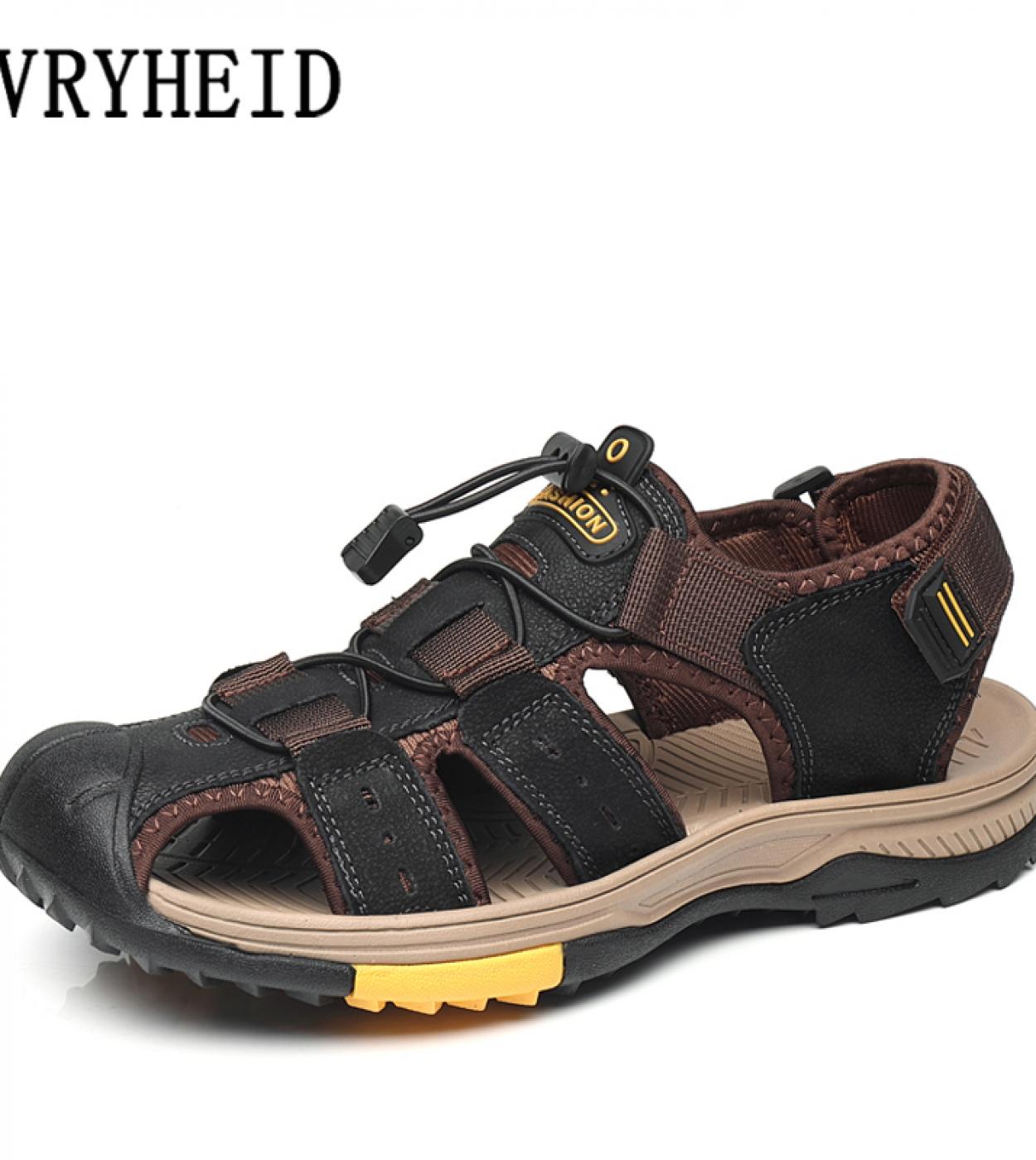 Vryheid Summer New Mens Sandals Genuine Leather Gladiator Beach Wading Shoes Soft Comfortable Outdoors Sport Casual Hik