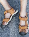 Vryheid Men Sandals Genuine Leather Closed Toe Fisherman Beach Shoes Hiking Outdoor Non Slip 2023 Summer Sport Platform 