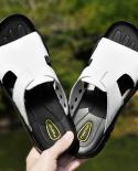 Vryheid Genuine Leather Slippers Summer Men Shoes Casual Outdoor Flip Flop Indoor Nonslip Fashion Beach Sandals Big Size