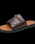 Vryheid, novedad de verano, zapatillas para hombre, zapatillas planas de cuero a la moda, zapatos de diseñador, chanclas informa