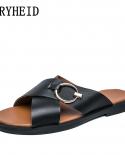 Vryheid Summer Mens Slippers Leather Fashion Breathable Slipon Designer Shoes Casual Beach Slides Outdoor Flip Flop Siz