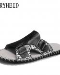 Vryheid Brand 2023 New Summer Mens Slippers Genuine Leather High Quality Beach Casual Shoes Flat Outdoor Sandals Big Si
