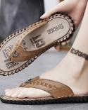נעלי בית יוקרתיות מעור אמיתי לגברים סנדל חוטיני עור אמיתי