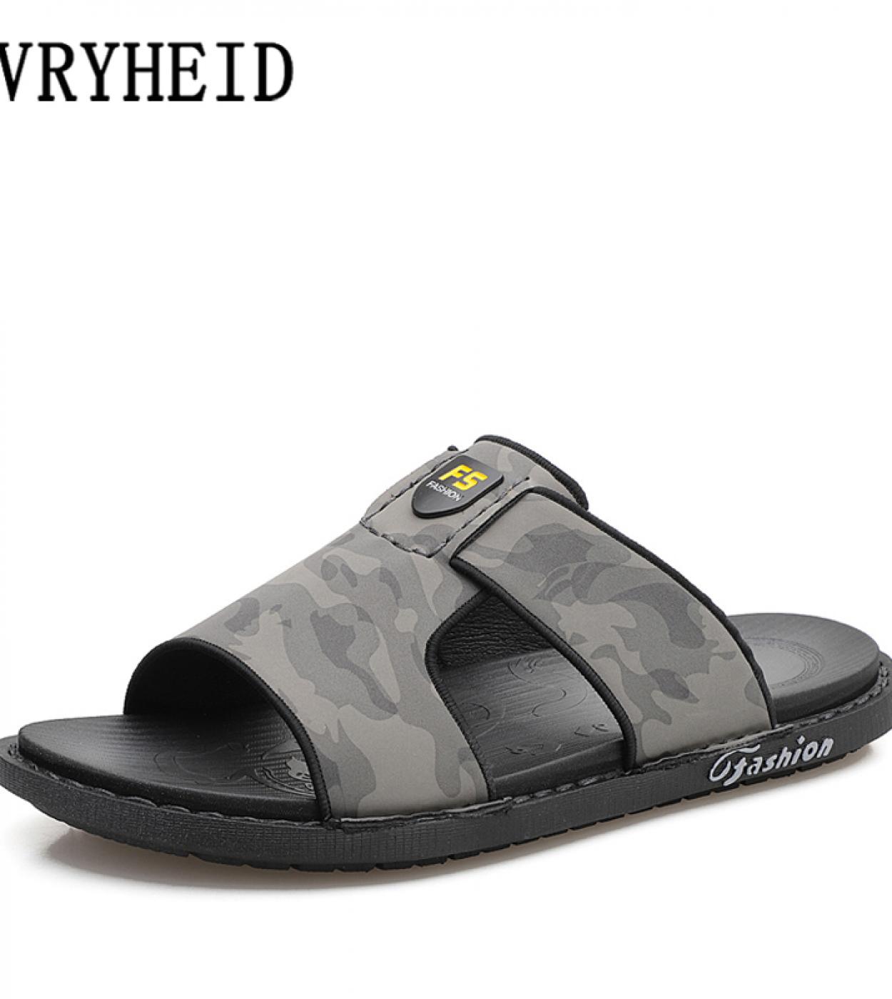 Vryheid High Quality New Men Slippers Summer Leather Fashion Man Casual Beach Sandals Outdoor Nonslip Lazy Pedal Flip Fl