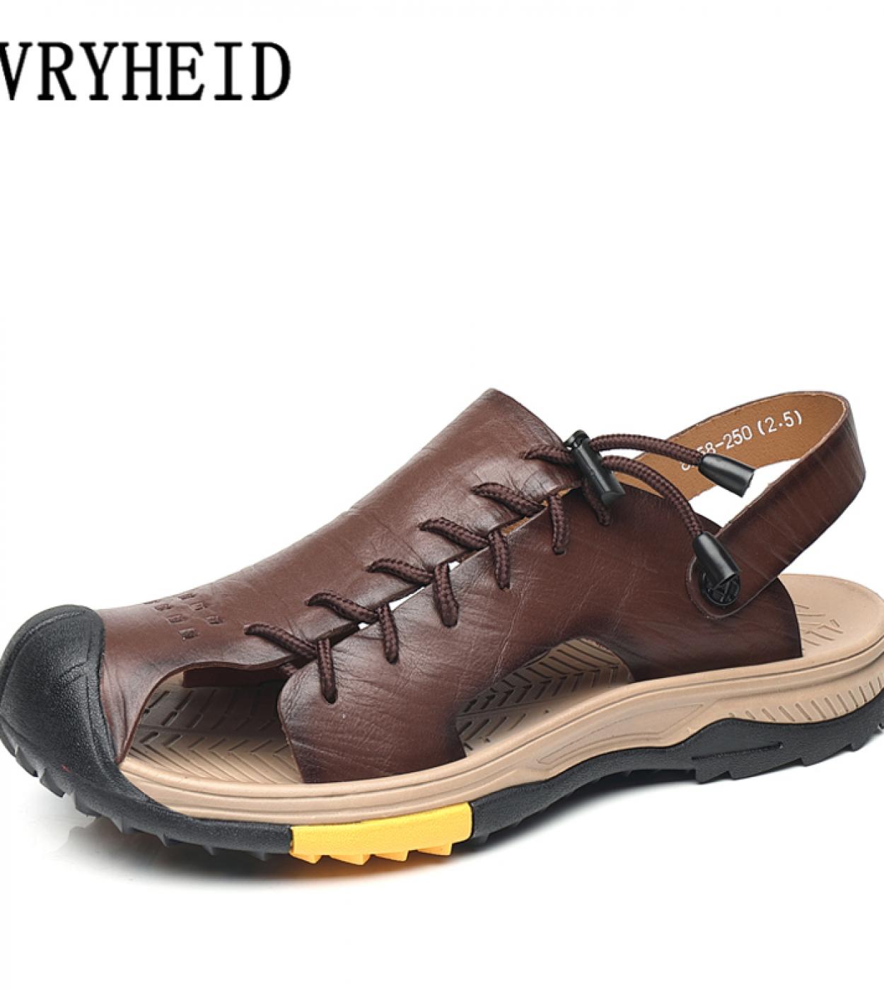 Vryheid Summer New Mens Sandals Genuine Leather Slipons Beach Wading Shoes Nonslip Comfortable Outdoors Sport Casual Hi