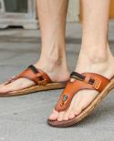 Jumpmore Mens Flip Flops Outdoor Leisure Breathable Tendon Bottom Slippers  Leather Sandals Men Size 39 44flip Flops