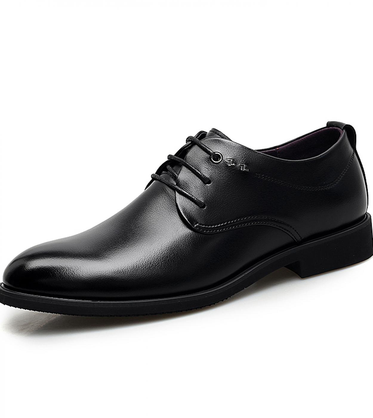 Jumpmore  Men Leather Shoes Pointed Toe Business Dress Flats Shoes Office Footwear Black Casual  Size 44formal Shoes