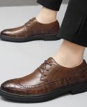 Jumpmore Trend Brogue Casual Shoes Men Black Classic Dress Shoes Fashion Carved Business Shoes Comfortable Flat Shoes Si