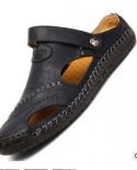 Summer Men Sandals Outdoor Slippers Leather Flip  Mens Leather Flip Flops Sandals  Mens Slippers  
