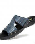 Sizes 52 Split Leather Slippers For Men Summer Hot Sale Slides Sandals Beach Shoes Flip Flops Hombres Sandalia Black  Me