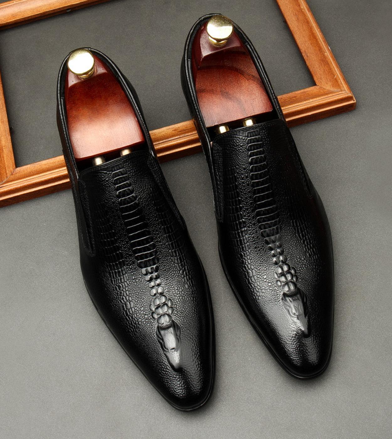 Handmade Mens Wedding Oxford Shoes Black Khaki Genuine Leather Brogue Mens Dress Shoes Slip On Business Formal Shoes Fo