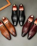 Handmade Mens Wedding Oxford Shoes Black Khaki Genuine Leather Brogue Mens Dress Shoes Slip On Business Formal Shoes Fo