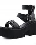 2022 Brand Leisure Chunky Platform Sandals High Block Heels Gladiator Goth Black Shoes Woman Fashion Trendy Summer Women