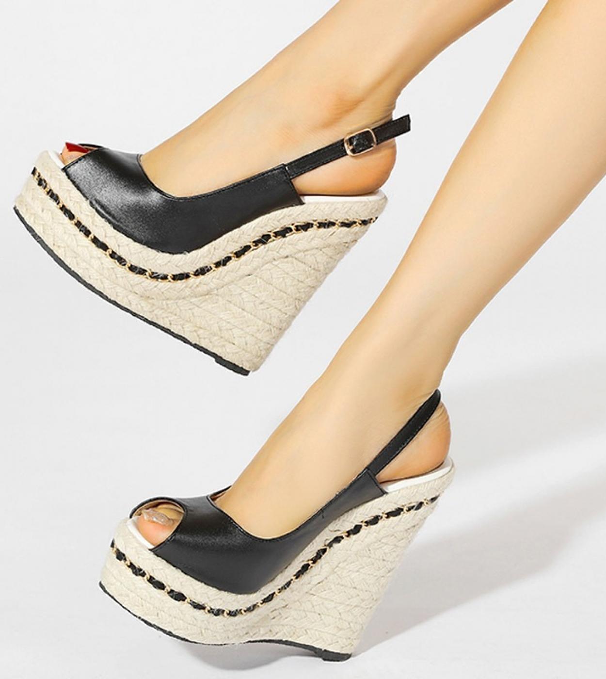 Sandali con zeppa estivi da donna super alti Sandali con tacco alto moda piattaforma femminile Scarpe da donna con punta apertaw
