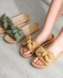 Bowknot Household Cool Linen Slippers Women Summer Indoor Non Slip Resistance Couples Home Slippers Shoes Womengjm7slipp
